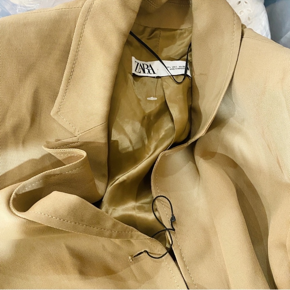 Zara flowy mink tan trench cost size Large - Picture 7 of 9